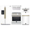 Forno 5-Piece Appliance Package - 30-Inch Induction Range, Under Cabinet Range Hood, Refrigerator with Water Dispenser, Dishwasher, and 30-Inch Microwave Drawer in White with Antique Brass Trim
