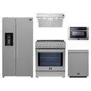Forno 5-Piece Appliance Package - 30-Inch Induction Range, Under Cabinet Range Hood,  French Door Refrigerator with Water Dispenser, Dishwasher, and  Microwave Drawer in Stainless Steel