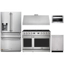 Thor Kitchen A-Series 5-Piece Appliance Package - 48-Inch Propane Gas Range, Under Cabinet Range Hood, Refrigerator with Water Dispenser, Dishwasher, and Microwave in Stainless Steel