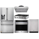 Thor Kitchen 5-Piece Pro Appliance Package - 36" Rangetop, Wall Oven, Under Cabinet Hood, Dishwasher & Refrigerator with Water Dispenser in Stainless Steel