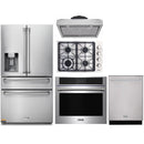Thor Kitchen 5-Piece Pro Appliance Package - 30" Cooktop, Wall Oven, Under Cabinet Hood, Dishwasher & Refrigerator with Water Dispenser in Stainless Steel