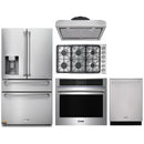 Thor Kitchen 5-Piece Pro Appliance Package - 36" Cooktop, Wall Oven, Under Cabinet Hood, Dishwasher & Refrigerator with Water Dispenser in Stainless Steel