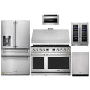 Thor Kitchen A-Series 6-Piece Appliance Package - 48-Inch Gas Range, Under Cabinet Range Hood, Refrigerator with Water Dispenser, Dishwasher, Microwave, and Wine Cooler in Stainless Steel