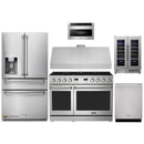 Thor Kitchen A-Series 6-Piece Appliance Package - 48-Inch Propane Gas Range, Under Cabinet Range Hood, Refrigerator with Water Dispenser, Dishwasher, Microwave, and Wine Cooler in Stainless Steel