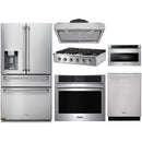 Thor Kitchen 6-Piece Pro Appliance Package - 36-Inch Rangetop with Liquid Propane Kit, Wall Oven, Under Cabinet Hood, Refrigerator with Water Dispenser, Dishwasher, & Microwave in Stainless Steel