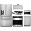 Thor Kitchen 6-Piece Pro Appliance Package - 36" Rangetop, Wall Oven, Under Cabinet Hood, Refrigerator with Water Dispenser, Dishwasher, & Microwave in Stainless Steel
