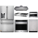 Thor Kitchen 6-Piece Appliance Package - 48-Inch Gas Range with Liquid Propane Kit, Wall Oven, Under Cabinet 16.54" Tall Hood, Refrigerator with Water Dispenser, Dishwasher, Microwave Drawer, & Wine Cooler in Stainless Steel