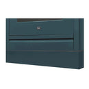 Toe kick panel in ILVE blue grey with front drawer and small ILVE badge