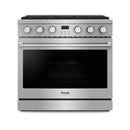Thor Kitchen A-Series 5-Piece Appliance Package - 36-Inch Propane Gas Range, Refrigerator with Water Dispenser, Dishwasher, Microwave, and Wine Cooler in Stainless Steel
