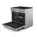 Thor Kitchen A-Series 5-Piece Appliance Package - 36-Inch Propane Gas Range, Wall Mount Range Hood, Refrigerator, Dishwasher, and Microwave in Stainless Steel