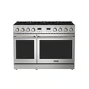 Thor Kitchen A-Series 6-Piece Appliance Package - 48-Inch Propane Gas Range, Pro-Style Wall Mount Range Hood, Refrigerator with Water Dispenser, Dishwasher, Microwave, and Wine Cooler in Stainless Steel