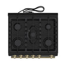 Forno 4-Piece Appliance Package - 30-Inch Espresso Gas Range , Wall Mount Range Hood, 60-Inch Built-In Convertible Refrigerator, and Dishwasher in Black with Antique Brass Handle