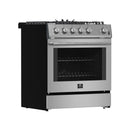 Forno 4-Piece Appliance Package - 30-Inch Espresso Gas Range , Wall Mount Range Hood, 36-Inch French Door Refrigerator, and Dishwasher in Stainless Steel