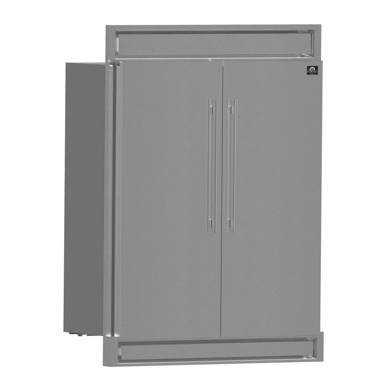 Forno 4-Piece Appliance Package - 36-Inch Gas Range, Wall Mount Range Hood, 60-Inch Built-In Convertible Refrigerator, and Dishwasher in Stainless Steel