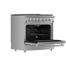 Forno 5-Piece Appliance Package - 36-Inch Gas Range, Wall Mount Range Hood, 60-Inch Refrigerator, Dishwasher, and 24-Inch Microwave Drawer in Stainless Steel