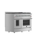 Forno 5-Piece Appliance Package - 48-Inch Gas Range, Wall Mount Range Hood, 60-Inch Refrigerator, Dishwasher, and 30-Inch Microwave Oven in Stainless Steel