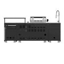 Forno Rimini Outdoor Kitchen 30-Inch BBQ 62,600 BTU, 3 Burners with Sear & Rotisserie, 2.4 cu.ft. Beverage Center, Stainless Steel Sink, Black Cabinets & Gray Sintered Stone Countertop (FODKT2544BLK)