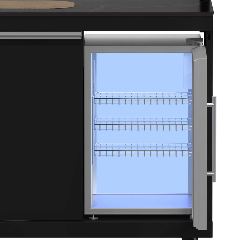Forno All'Aperto Outdoor Kitchen Set with 87,600 BTU BBQ, Sink & Bar Module, Gas Pizza Oven, Black Sintered Stone Countertops in Black (FODKT2551BLK)