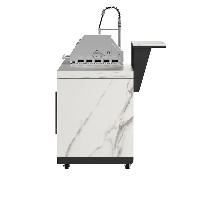 Forno Rimini Outdoor Kitchen 30-Inch BBQ 62,000 BTU, 4.8 cu.ft. Beverage Center, Stainless Steel Sink, White Countertops (FODKT2575WHT)