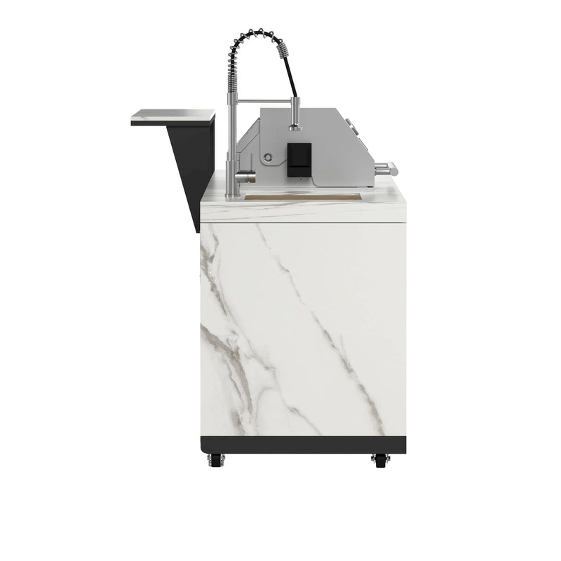 Forno Rimini Outdoor Kitchen 30-Inch BBQ 62,000 BTU, 4.8 cu.ft. Beverage Center, Stainless Steel Sink, White Countertops (FODKT2575WHT)