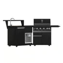 Forno All'Aperto 62,600 BTU BBQ with 3 Stainless-Steel Burners & Infrared Burners & Sink Module with Black Sintered Stone Countertops, Bar & Beverage Center (FODKT2582BLK)