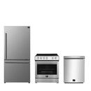 Forno 3-Piece Appliance Package - 30-Inch Leonardo Espresso Electric Range, 31-Inch Refrigerator and Dishwasher in Stainless Steel (FBDL-007-01CA)