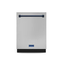 Gordon Ramsay by Thor Kitchen 3-Piece Appliance Package - 36-Inch Gas Range with Liquid Propane Kit, Tilt Panel, 36-Inch Refrigerator, and Dishwasher in Stainless Steel with Blue Trim
