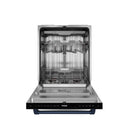 Gordon Ramsay by Thor Kitchen 3-Piece Appliance Package - 36-Inch Gas Range with Tilt Panel, 36-Inch Refrigerator, and Dishwasher in Stainless Steel with Blue Trim