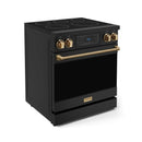 Gordon Ramsay by Thor Kitchen 3-Piece Appliance Package - 30-Inch Electric Range with Tilt Panel Touch Control, 36-Inch Refrigerator, and Dishwasher in Black with Bronze Trim