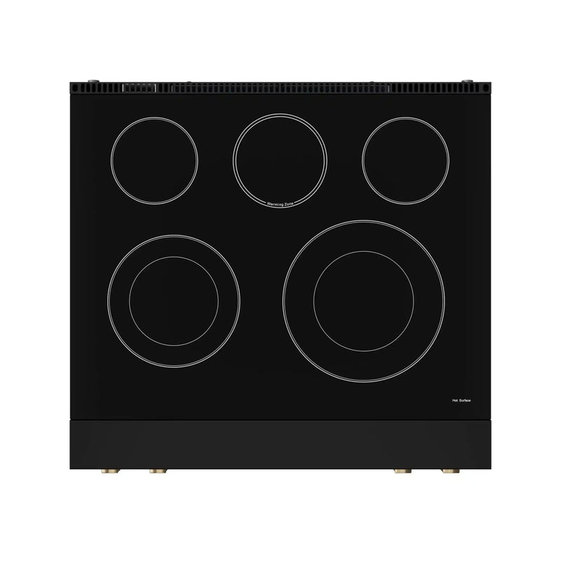 Gordon Ramsay by Thor Kitchen 30-Inch Professional Electric Range with Tilt Panel Touch Control and 6.0 Cu. Ft. Oven with Air Fryer and Self Clean in Black with Bronze Trim (RSE30B-BRZ)