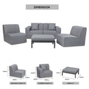 Deko Living 4 Piece Seating Gray Compressed Foam Sectional Sofa and Ottoman Set (CIF50017)