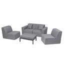 Deko Living 4 Piece Seating Gray Compressed Foam Sectional Sofa and Ottoman Set (CIF50017)
