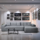 Deko Living 3 Piece Gray Compressed Foam Sectional Sofa Lounger and Table Set (CIF50018)
