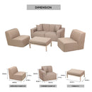 Deko Living 4 Piece Seating Brown Compressed Foam Sectional Sofa and Ottoman Set (CIF50117)