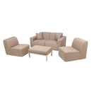 Deko Living 4 Piece Seating Brown Compressed Foam Sectional Sofa and Ottoman Set (CIF50117)