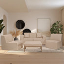Deko Living 4 Piece Seating Brown Compressed Foam Sectional Sofa and Ottoman Set (CIF50117)