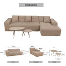 Deko Living 3 Piece Brown Compressed Foam Sectional Sofa Lounger and Table Set (CIF50118)