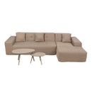 Deko Living 3 Piece Brown Compressed Foam Sectional Sofa Lounger and Table Set (CIF50118)