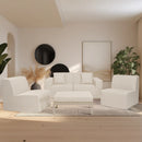 Deko Living 4 Piece Seating Beige Compressed Foam Sectional Sofa and Ottoman Set (CIF50217)