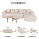 Deko Living 3 Piece Beige Compressed Foam Sectional Sofa Lounger and Table Set (CIF50218)