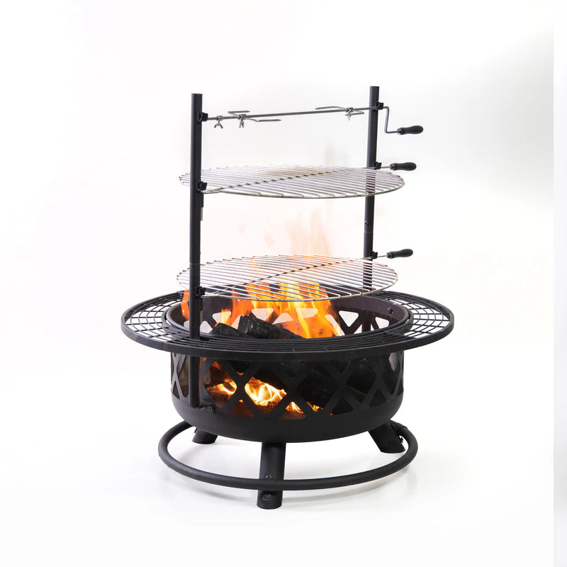 Deko Living 33-Inch Diameter Outdoor Steel Wood burning Fire Pit Grill & Rotisserie (COB10505)