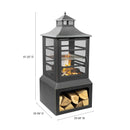 Deko Living 26-Inch Square Outdoor Steel Woodburning Fireplace with Cooking Grill & Log Storage Compartment (COB10507)