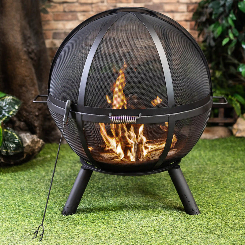 Deko Living 34-Inch Diameter Outdoor Steel Woodburning Sphere Fire Pit (COB10508)