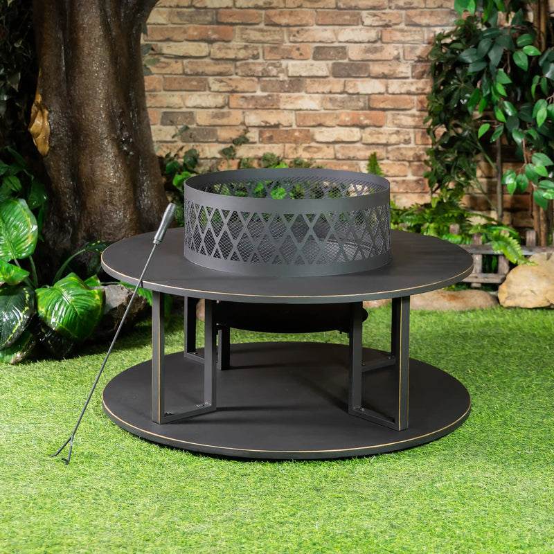 Deko Living 38-Inch Diameter Outdoor Steel Woodburning  Fire Pit with Log Storage (COB10509)