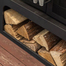 Deko Living 70-Inch Rectangular Outdoor Steel Woodburning Fireplace with Log Storage Compartment & Side Tables (COB10513)