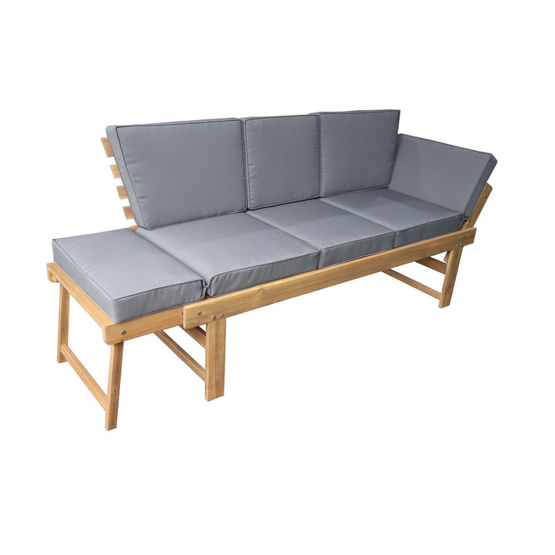 Deko Living Outdoor Acacia Wood Patio Bench/Lounge with Fold Down Center Table & Side Panels (COP20209)