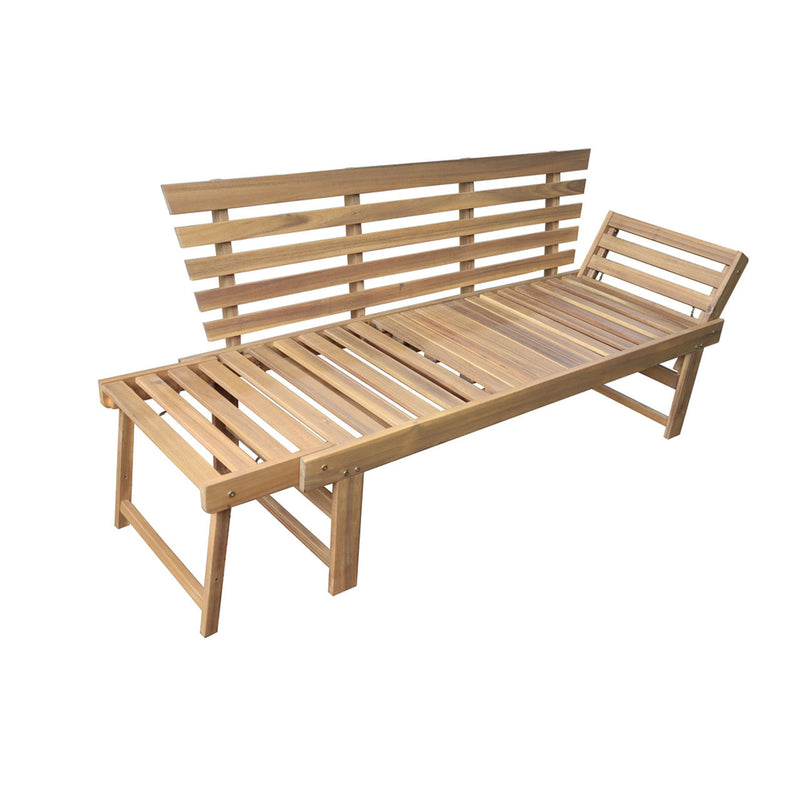 Deko Living Outdoor Acacia Wood Patio Bench/Lounge with Fold Down Center Table & Side Panels (COP20209)