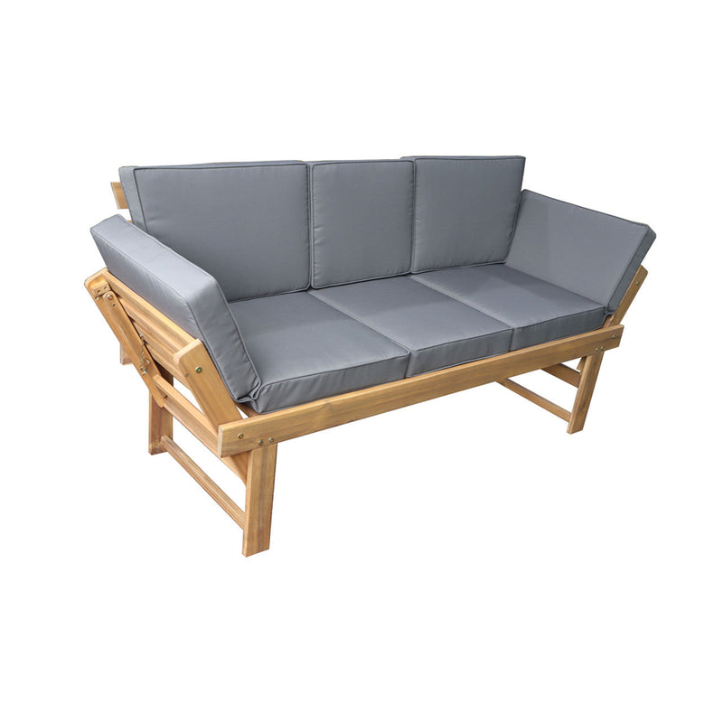 Deko Living Outdoor Acacia Wood Patio Bench/Lounge with Fold Down Center Table & Side Panels (COP20209)