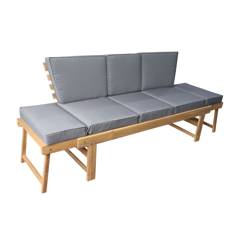 Deko Living Outdoor Acacia Wood Patio Bench/Lounge with Fold Down Center Table & Side Panels (COP20209)