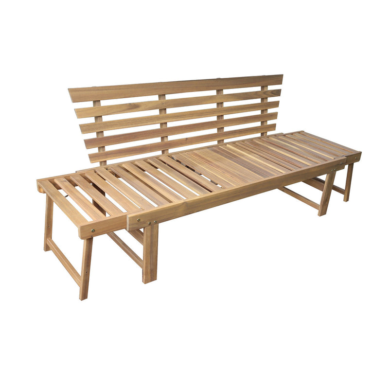 Deko Living Outdoor Acacia Wood Patio Bench/Lounge with Fold Down Center Table & Side Panels (COP20209)